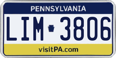 PA license plate LIM3806