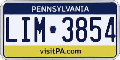 PA license plate LIM3854