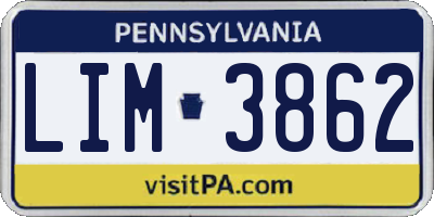 PA license plate LIM3862