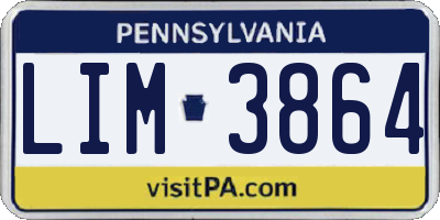 PA license plate LIM3864