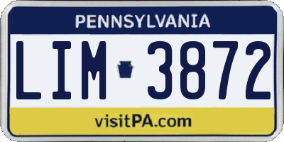 PA license plate LIM3872