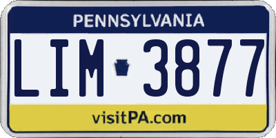 PA license plate LIM3877