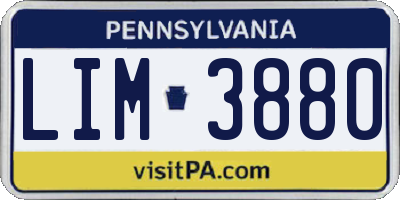 PA license plate LIM3880