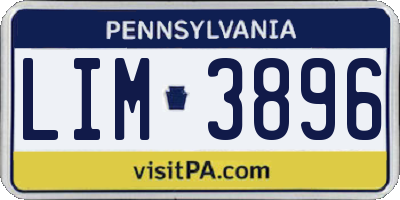PA license plate LIM3896