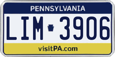 PA license plate LIM3906