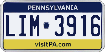 PA license plate LIM3916