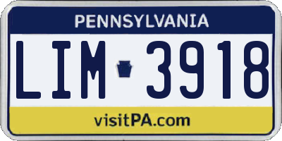 PA license plate LIM3918