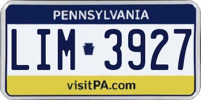 PA license plate LIM3927