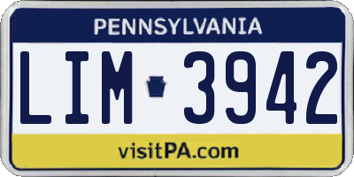 PA license plate LIM3942