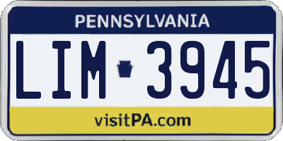 PA license plate LIM3945