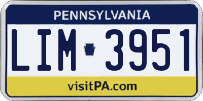 PA license plate LIM3951