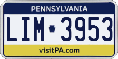 PA license plate LIM3953