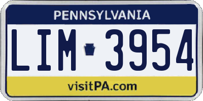 PA license plate LIM3954