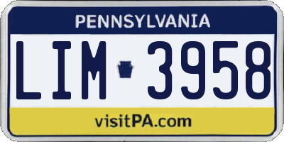 PA license plate LIM3958