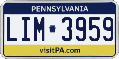 PA license plate LIM3959