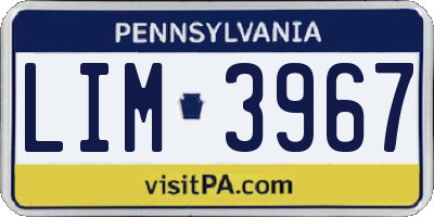 PA license plate LIM3967