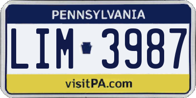 PA license plate LIM3987