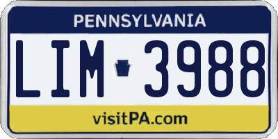 PA license plate LIM3988