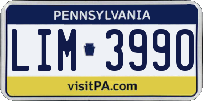 PA license plate LIM3990