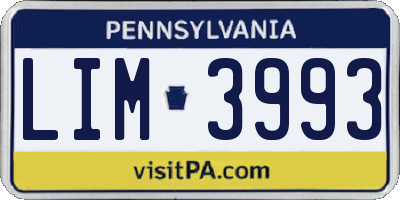 PA license plate LIM3993