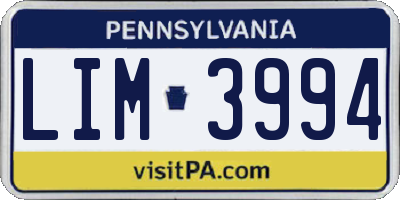 PA license plate LIM3994