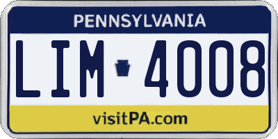 PA license plate LIM4008