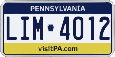 PA license plate LIM4012