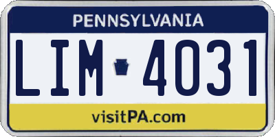 PA license plate LIM4031