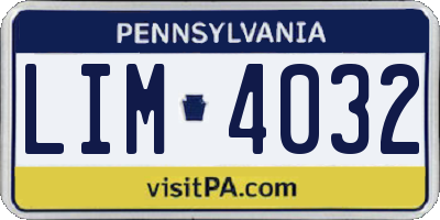 PA license plate LIM4032