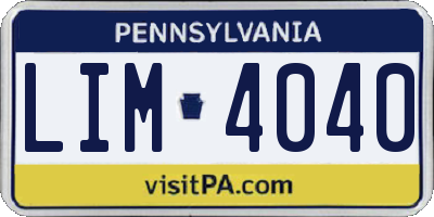 PA license plate LIM4040