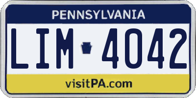 PA license plate LIM4042