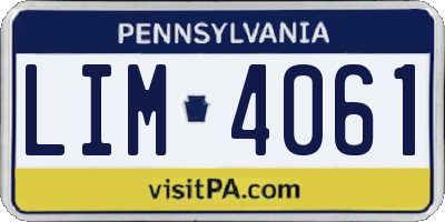 PA license plate LIM4061