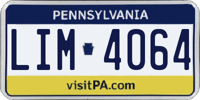 PA license plate LIM4064