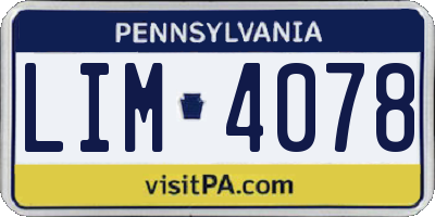 PA license plate LIM4078