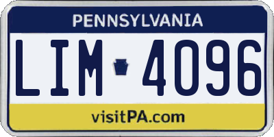 PA license plate LIM4096