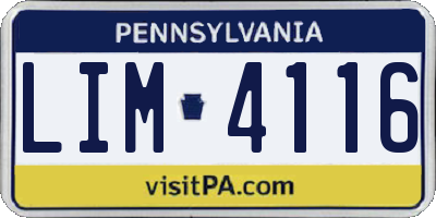 PA license plate LIM4116