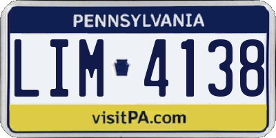 PA license plate LIM4138