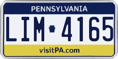 PA license plate LIM4165