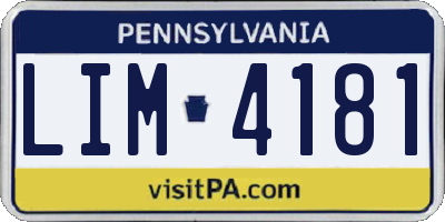 PA license plate LIM4181