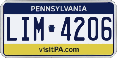 PA license plate LIM4206