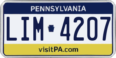 PA license plate LIM4207