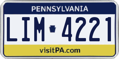 PA license plate LIM4221
