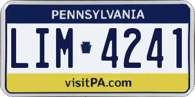 PA license plate LIM4241