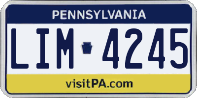 PA license plate LIM4245