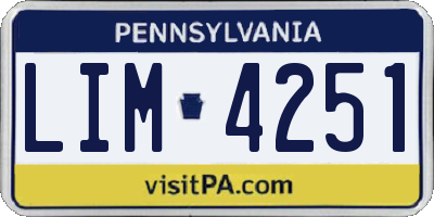 PA license plate LIM4251