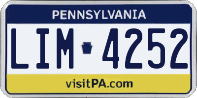 PA license plate LIM4252