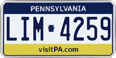 PA license plate LIM4259