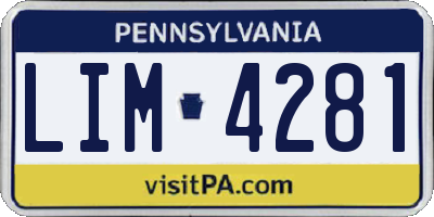 PA license plate LIM4281