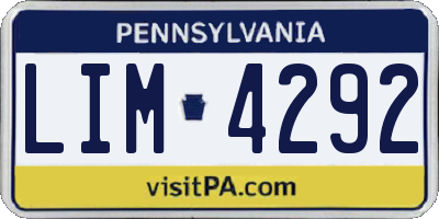 PA license plate LIM4292