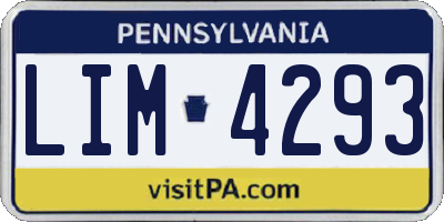 PA license plate LIM4293
